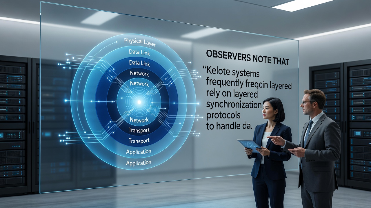 Illustration of conflict resolution during simultaneous edits in a layered Kelote synchronization setup